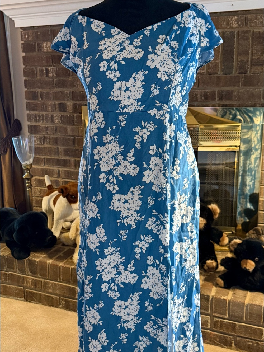 Old Navy Blue and White Floral Maxi Dress
